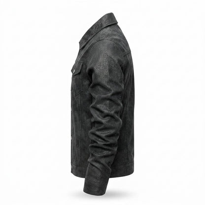 Lederjacken Outlet24 - Koler | Strukturiert Geknöpft Lederjacke Herren